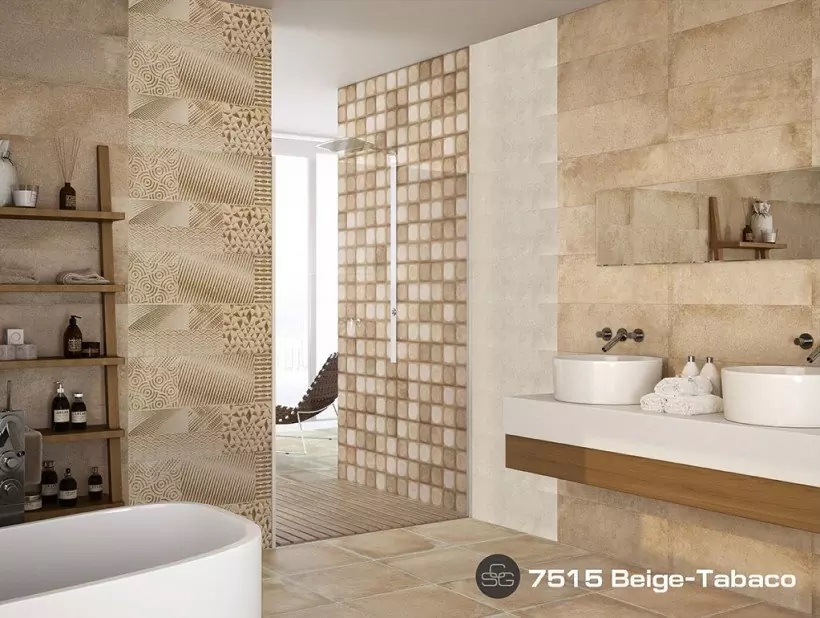 Серия плочки за баня 7515 Beige-Tabaco